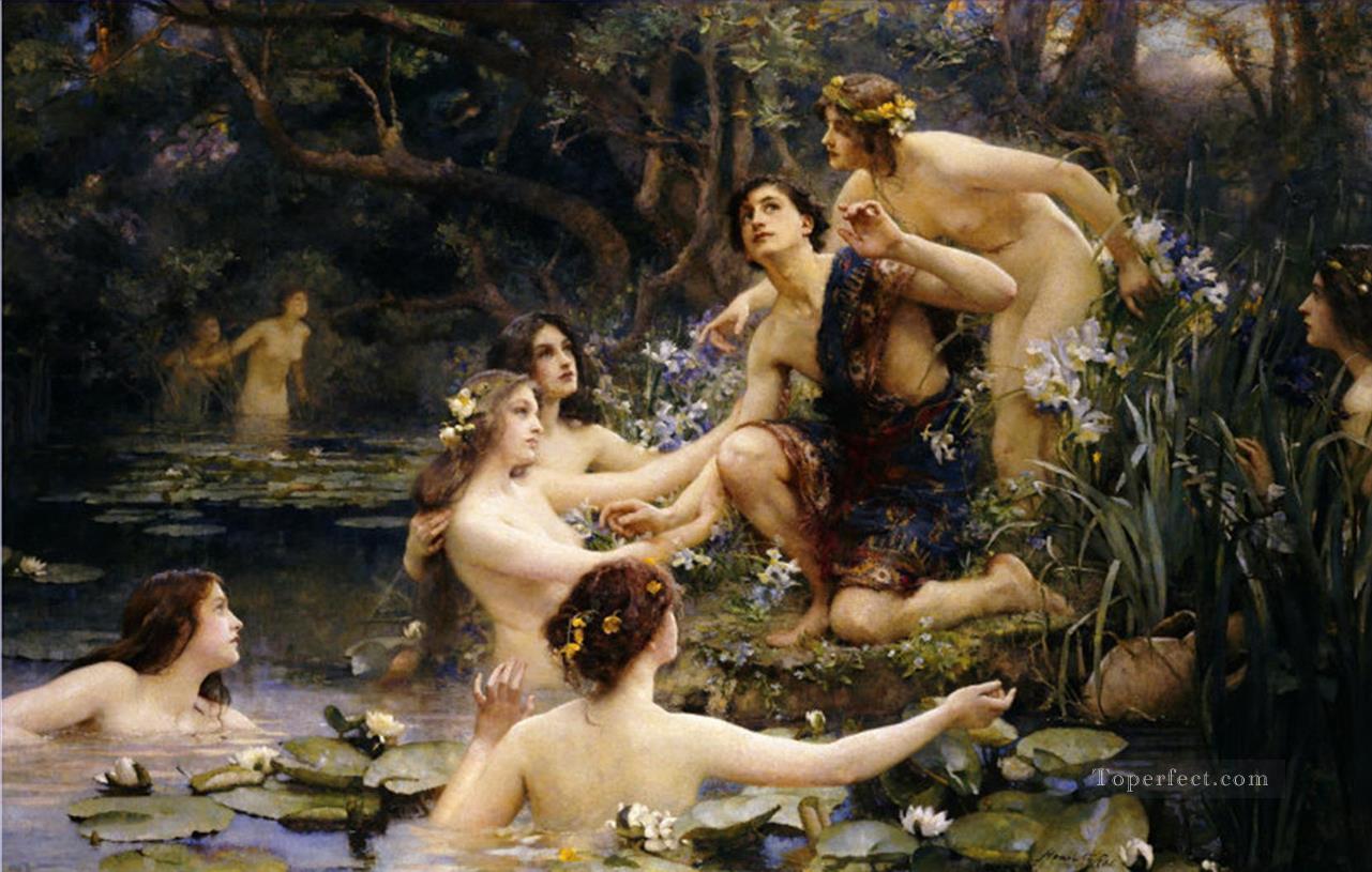 Hylas and the Water Nymphs Henrietta Rae Victorian female painter Oil Paintings